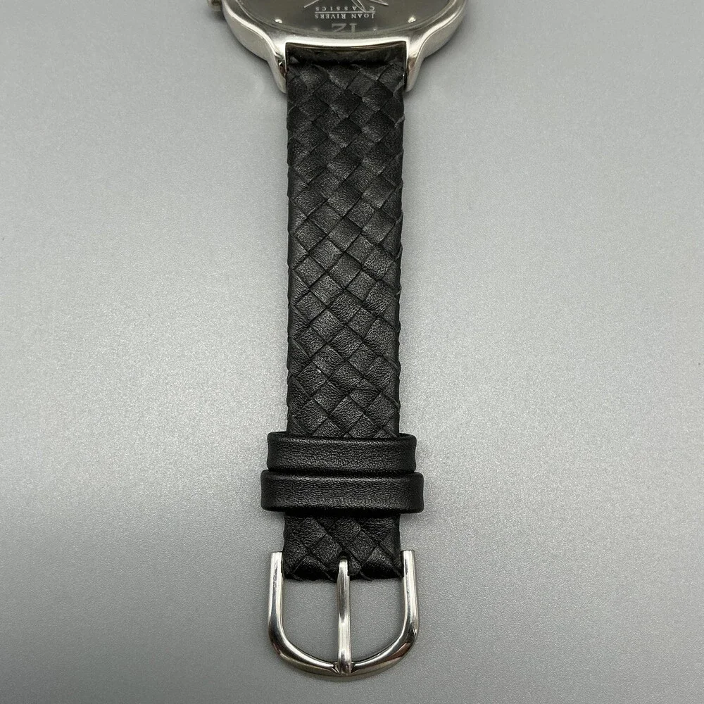 Joan Rivers Classics Womens Watch 40mm Black Dial Braided Leather New Battery
